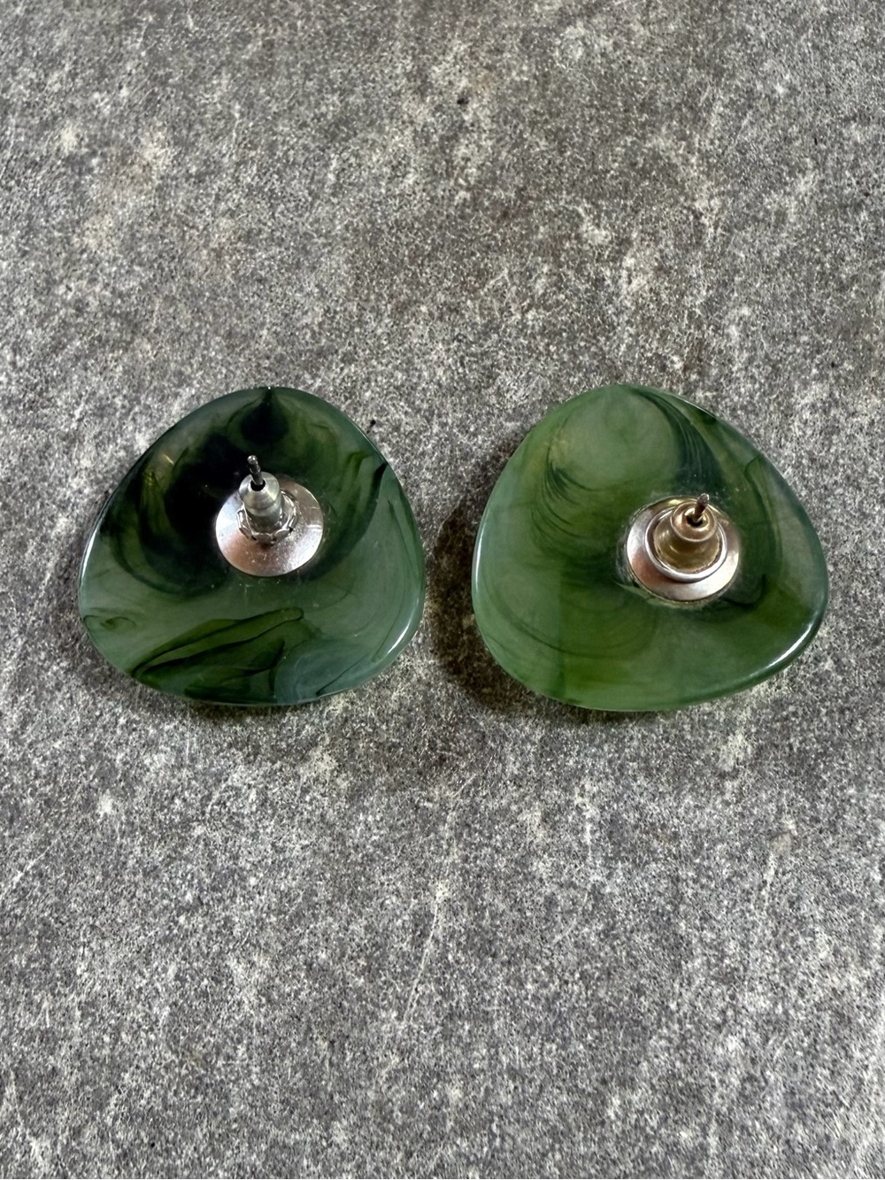 Marble Thermacet Jade-Green Earrings - Picture 3 of 3